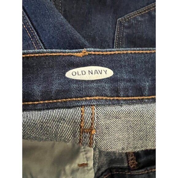 Old Navy Womens Dark Blue Denim Jean Shorts Size 8 With Rolled Cuffs & Pockets - Picture 3 of 9